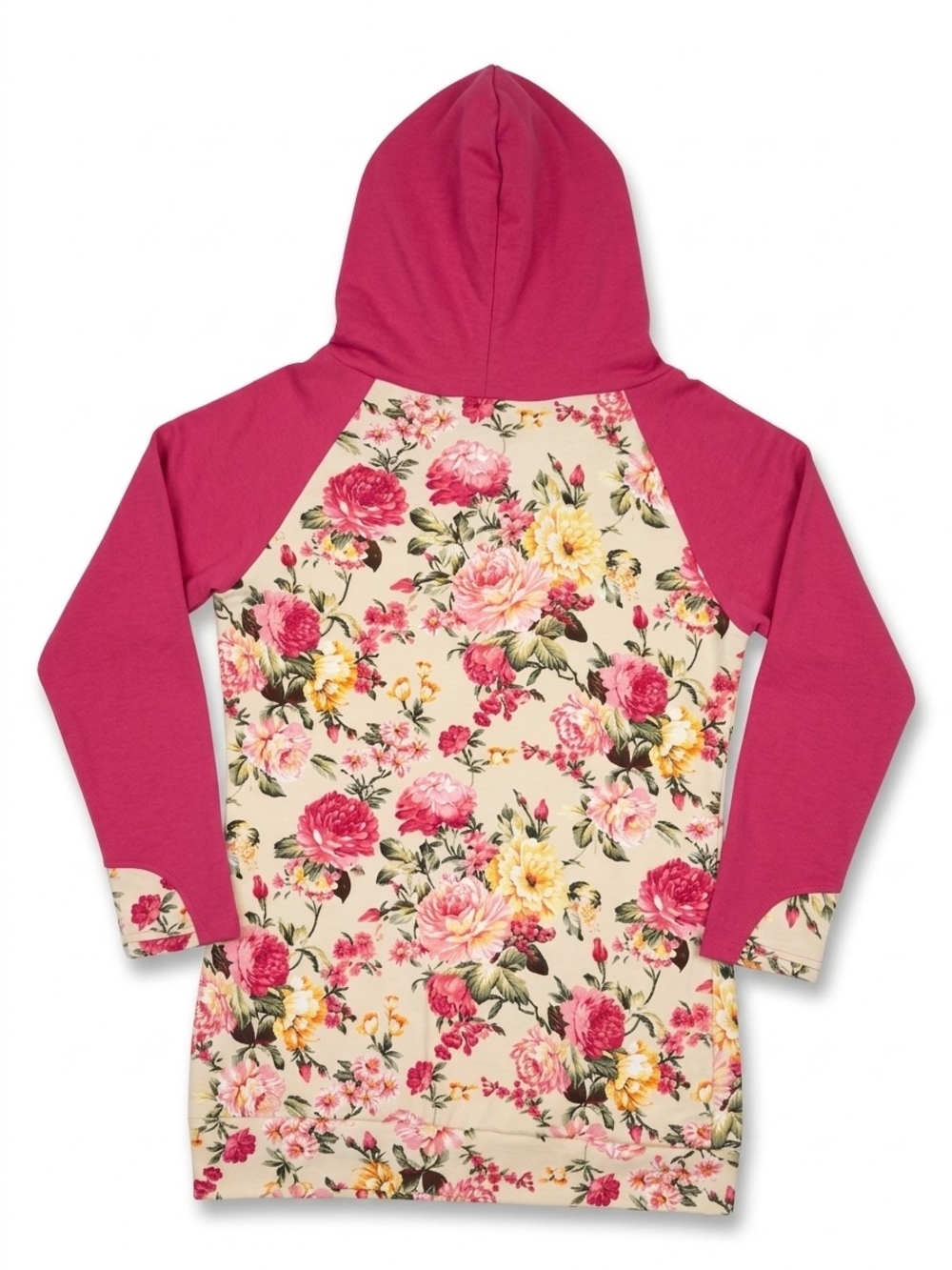 NWT Vanilla Bay Floral Asymmetrical Zip Hoodie Pink Cream Raglan Sweatshirt S - Picture 2 of 16